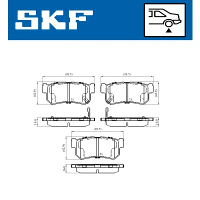 Imagen de SKF VKBP 90576 A Juego de pastillas freno con avisador acústico desgaste SSANGYONG: Kyron, Rexton / 2, Musso SUV