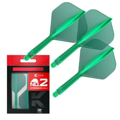Imagen de Target Darts K Flex Integrated Dart Flight and Shaft, No.2 Verde (Intermedio) Lote de 3 Plumas y Caña para Dardos No 2, Moldeado Precisión 2 en 1 Accesorios Profesionales