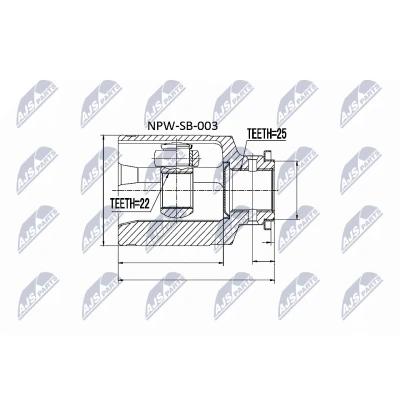 Imagen de NTY NPW SB 003 Junta Homocinética Eje delantero, lado de engranaje SUBARU: Forester I, Impreza I Familiar