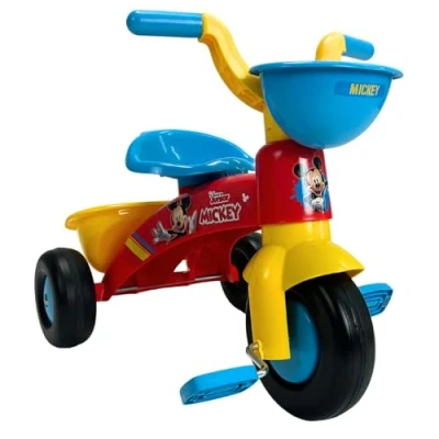 Imagen de INJUSA Triciclo Baby Trico MAX Mickey Mouse, Licenciado, con Cesta Delantera y Cubeta Trasera Portaobjetos, Recomendado para Niños de 1 a 3 Años