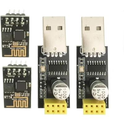 Imagen de ESP8266 ESP 01 Módulo transceptor Wi Fi Serie con Adaptador USB a para Arduino Frambuesa (2 Unidades + 2 USB)