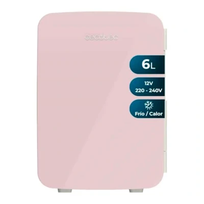 Imagen de Cecotec Nevera Pequeña Bolero MiniColing 6L Bahamas Pink. Capacidad 6 L, Funcionamiento 12 220 V, Compatible con Coches y Caravanas, Función Frío Calor, Temperatura Regulable de 5 ºC a 65