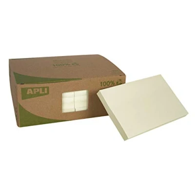 Imagen de APLI 18321 Notas adhesivas recicladas CLASSIC 125 x 75 mm 12 blocs de 100 hojas color amarillo