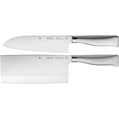 Imagen de WMF Grand Gourmet Juego Asiático de 2 Cuchillos Chef Santoku y Hacha con Hoja Insertada Acero Templado Completamente Forjado