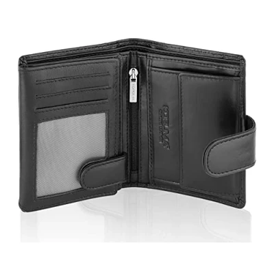 Imagen de KORUMA Cartera Hombre Piel Negra Vertical Certificado RFID NFC Bloqueo Monedero Caballero (Negro)