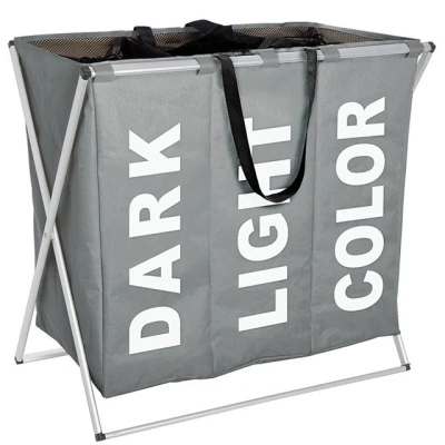 Imagen de Wenko Contenedor para la Ropa Sucia Trio Gris 3 cámaras Ropa, Plegable