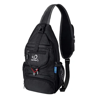 Imagen de WATERFLY Mochila cruzada pequeña plegable para el hombro, bolsa de pecho senderismo, viajes