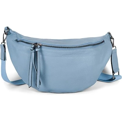 Imagen de styleBREAKER bolso bandolera de media luna para mujer, correa hombro ajustable extraíble, color sólido 02012386, azul claro, talla única