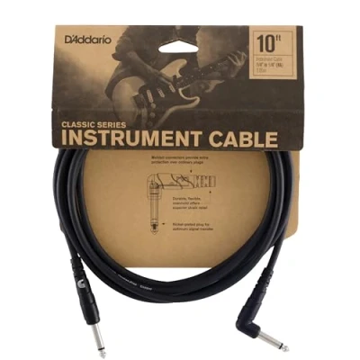 Imagen de D&#039;Addario Cable de guitarra para Instrumentos la serie Classic 1/4 Pulg Macho a 3.048 Metros Right Angle 1 Paquete
