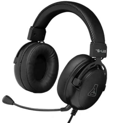 Imagen de The G Lab Korp Titanium Cascos Gaming con Cable para PC/PS5/PS4 Auriculares Micrófono Desmontable, Jack 3.5 mm, Sonido Estéreo PS5 Control Remoto Nuevo
