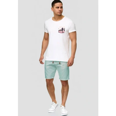 Imagen de Indicode Hombres Bowmanville Pantalones Cortos de Lino y algodón Blue Wave XL