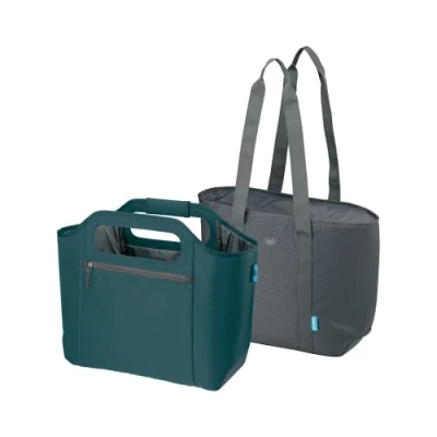 Imagen de alfi ISO Bag 2in1 23 litros, Sea Pine, Bolsa Nevera isotérmica de poliéster con Correa Extra, Bolsillo Aislado para la Compra, Piscina, Sauna, isotérmica, Flexible, Lavable