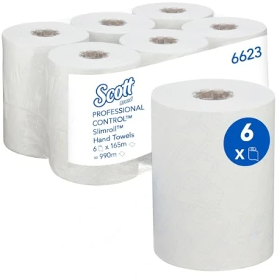 Imagen de Scott Control Slimroll Rollo de papel manos 6623 desechable 6 rollos x 165 m Toallas secamanos en blanco (990 total)