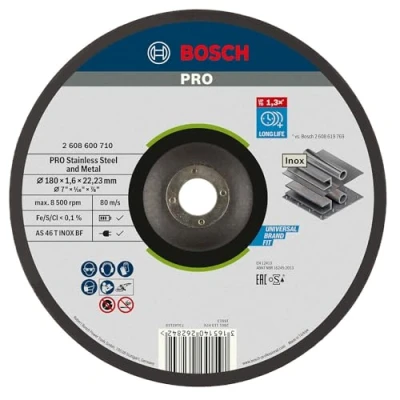 Imagen de Bosch 2 608 600 710 Disco de corte acodado Expert for INOX Rapido AS 46 T BF, 180 mm, 1,6 mm (pack 1)