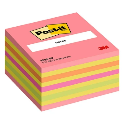 Imagen de Post It 2028NP Notas, Color Rosa/Naranja/Fucsia/Verde/Amarillo, 76 x mm