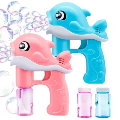 Imagen de JOYIN 2 Pistolas de Burbujas, Máquina Sopladora Automática Ballena con 4 Soluciones (50 ml) Burbujas para Niños, Juguete Verano, Regalos Fiesta, Pascua