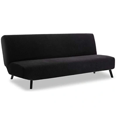 Imagen de TIANSHU Funda Sofa Cama Sin Brazos Elástica, Fundas de Clic Clac 3 Plazas Plegable Protector Ajustables Antideslizante Universal para Dormitorio y salón (Negro)