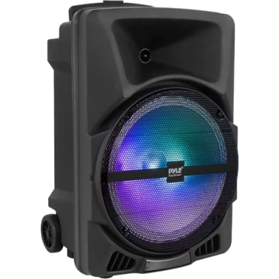 Imagen de Pyle Altavoz autoamplificado, PA, 800W, Bluetooth, Portatil, Activo, Pasivo, Interiores, Exteriores, DJ con Entrada MP3 AUX 3.5mm, Luces de Fiesta, Radio FM