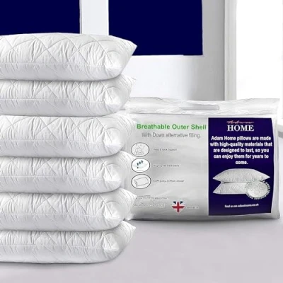 Imagen de Adam Home Paquete de 6 Almohadas Acolchadas (50x75 cm) Calidad hotelera, para Dormir Lado Dormir, Almohada rellena, Prueba Polvo y Rebote rápido