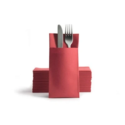 Imagen de Alvotex Chic Airlaid 50 servilletas Desechables para Cubiertos (39 x 40 cm), Color Burdeos