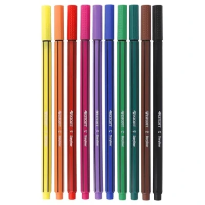Imagen de Westcott STORYLINER Fineliner Mix 10 Unidades Rotulador fino premium con grosor de Trazo 0,4 mm preciso, punta enmarcado metálico E 744256 00