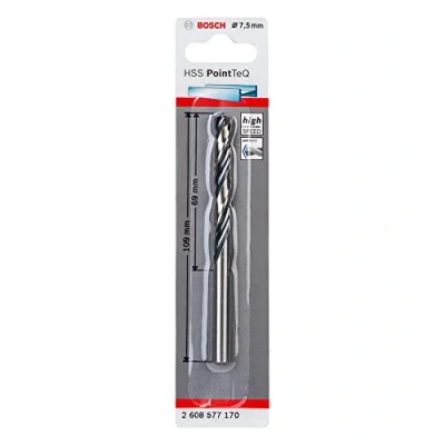 Imagen de Bosch Professional Broca helicoidal HSS PointTeQ, para metal, 7.5 x 69 109 mm, accesorio de taladro