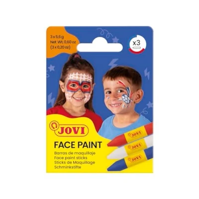 Imagen de Jovi 3 Barras de maquillaje facial Adventure, colores rojo, blanco y azul, para carnaval o halloween, hipoalergénico (175AD)