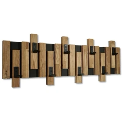 Imagen de FLEXISTYLE Perchero de pared madera roble, 3 dimensiones (80 cm), color negro