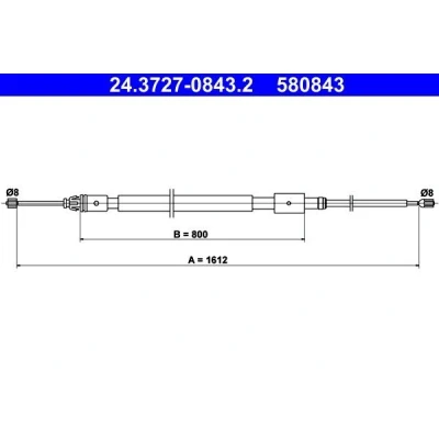 Imagen de ATE 24.3727 0843.2 Cable de Freno Mano 1612