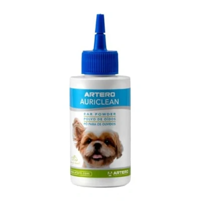 Imagen de Artero Auriclean. Polvos Antisépticos para Depilar los Oídos de perros. Seca pelitos del conducto auditivo en perros poder depilarlos sin dolor y eliminar el mal olor.