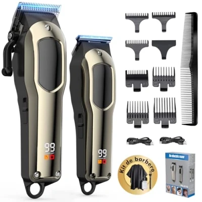 Imagen de Singhere Maquina de Cortar Pelo Hombre Cortapelos Profesional con 7 Peines Guía, Recargable, Pantalla LED Kit para y Familia