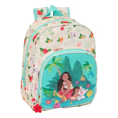 Imagen de Safta VAIANA Mochila Infantil, Ideal para Niños de Diferentes Edades, Cómoda y Versátil, Calidad Resistencia, 28x10x34 cm, Color Beige/Azul