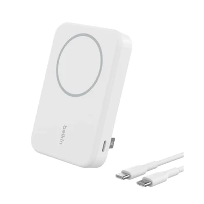 Imagen de Powerbank Inalámbrica Belkin Boostcharge Pro 8000mah Qi2 Con Soporte Blanco