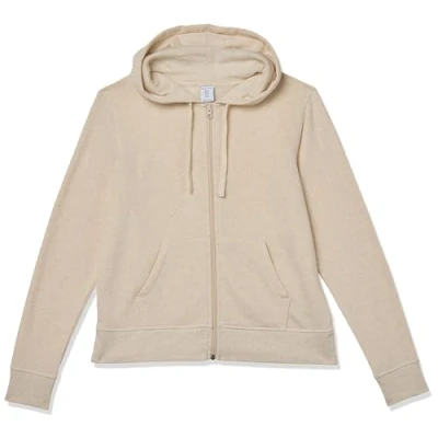 Imagen de Amazon Essentials Sudadera de Cremallera Completa, Forro Polar y Tejido Rizo Francés (Disponible en Tallas Grandes) Mujer, Avena Mezcla, S