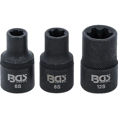 Imagen de BGS 9336 Juego de llaves vaso perfil en cuña (para RIBE) M6S, M8S, M12S 3 piezas