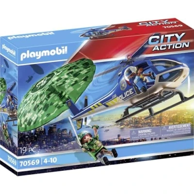 Imagen de PLAYMOBIL City Action 70569 Helicóptero de la policía, persecución en paracaídas, para niños 4 a 10 años