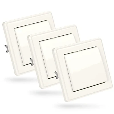 Imagen de ABSINA interruptor en cruz empotrado blanco 3 interruptores 250V AC, 10A, IP20 incl. marco, inserto y tapa de luz, basculante, palanca