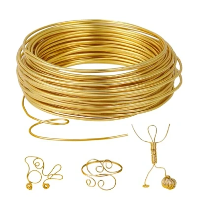 Imagen de Romon Alambre De Aluminio 2mm X 10 M, Manualidades Artesanal Aluminio, Flexible Para Joyeria DIY Hacer Joyas (Dorado)