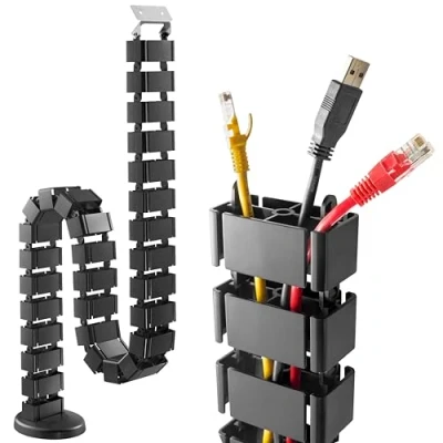 Imagen de RICOO Organizador de Cables Canaleta Cable Z0101 B Escritorio Cubierta Tidy Recoge Flexible Esconde bajo Mesa Accesorio Oficina Negro