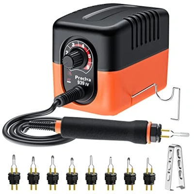 Imagen de Estación de Soldadura Electronica 939IV, Preciva 23W Juego cautín,250C 600C, Temperatura Ajustable,con 8 Puntas Soldadura,Pirograbador para Madera, Cuero y Corcho