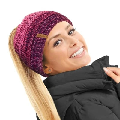 Imagen de TOSKATOK Gorro térmico con forro polar para mujer, Morado/Morello/rosa, Talla única
