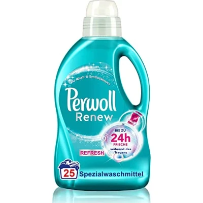 Imagen de Perwoll Renew Refresh detergente líquido (25 lavados), higiénico para ropa blanca y de color, con fórmula neutralizante olores una frescura intensa
