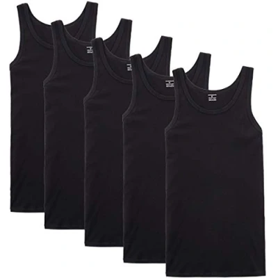 Imagen de NUOZA Camiseta de Tirantes para Hombre Pack 5 Algodón 100% Interior Negro Blanco Gris Azul Marino Oliva,4XL