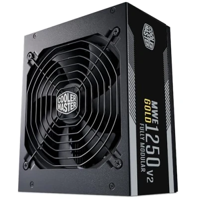 Imagen de Cooler Master MWE Gold 1250 V2 ATX 3.1 Fuente de Alimentación Modular (Plug UE) Soporte 3.1, 80 PLUS 1250W, Cable PCIe5.1, Ventilador FDB 140mm, Alto Umbral Temperatura, Garantía 10 Años