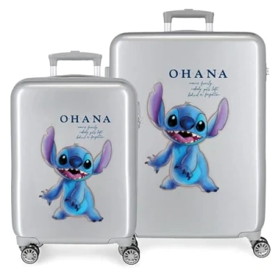 Imagen de Disney 100 Stitch Juego de Maletas Gris 55/70 cms Rígida ABS Cierre TSA Integrado 81L 6 kgs 4 Ruedas Dobles Equipaje Mano