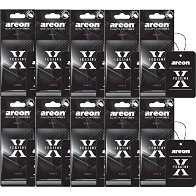 Imagen de Areon X Version Ambientador de coche para colgar en espejo, color negro, paquete 10 unidades