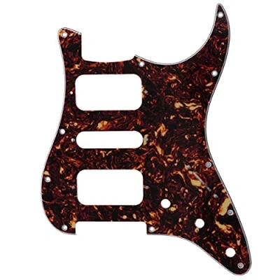 Imagen de Musiclily Pro 11 Agujero Round Corner HSH Golpeador Strato Pickguard para Guitarra Eléctrica American/Mexican Fender Standard Stratocaster, 4 capas Tortoise Shell