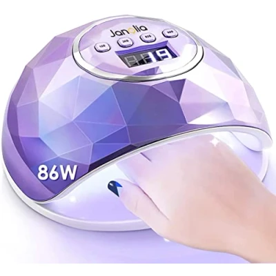 Imagen de Janolia Secador de uñas, lámpara uñas LED UV gel 86W con 4 configuraciones temporizador para esmalte en la base y los pies sensor, 10s 30s 60s 99s