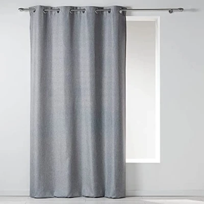 Imagen de Douceur d&#039;Intérieur 1 Unidad Anillos Cortina 140X260 Chambray Uni Newton, Tela, Gris (Gris), 140x260x260 cm