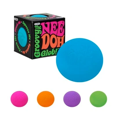 Imagen de Schylling Pelota antiestrés clásica Nee Doh Funky NeeDohball Fidget juguete para aliviar el estrés y la ansiedad, material de masa no tóxico, color elegido al azar